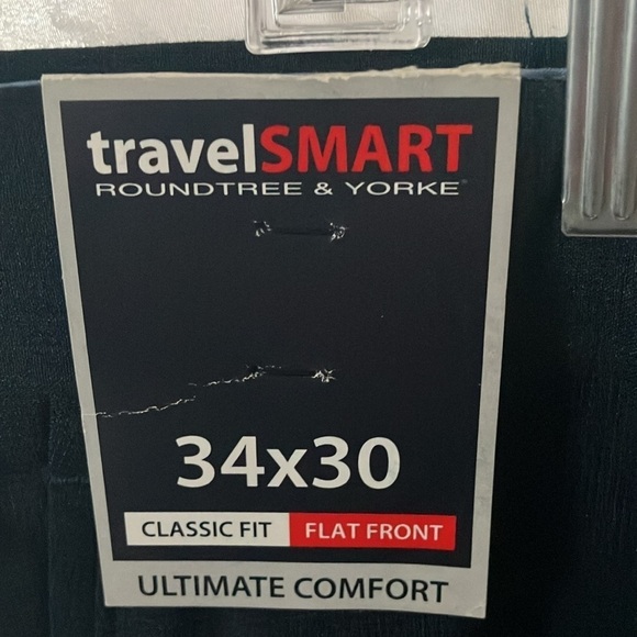 Travel Smart:Navy Blue Classic Fit Flat Front Dress Pants- Comfort Stretch-34x30 - Picture 2 of 16